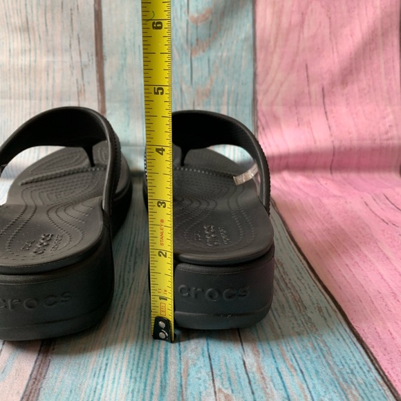 Black and Gray crocs platform Flip Flop Sandals - Picture 7 of 10